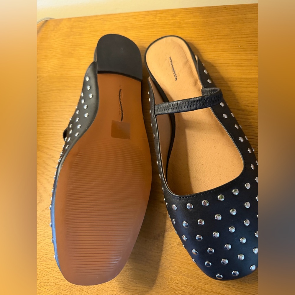Madewell Greta Ballet Flat Mules 9 NWT Black Leather Stud Mary Jane NW207 - Picture 4 of 4